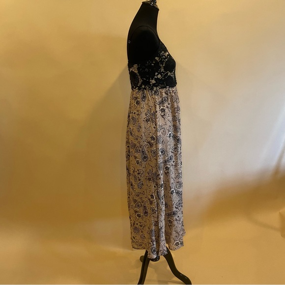 Soieblu Black Nude Floral Lace Paisley Sleeveless Maxi Dress Size S - Picture 4 of 9